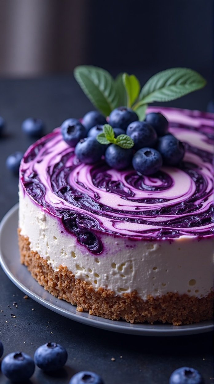 Blueberry swirl cheesecake