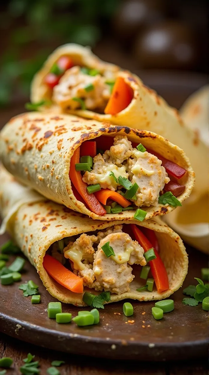 Cheesy Garlic Chicken Wraps