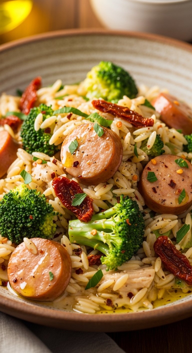 Chicken Sausage and Broccoli Orzo