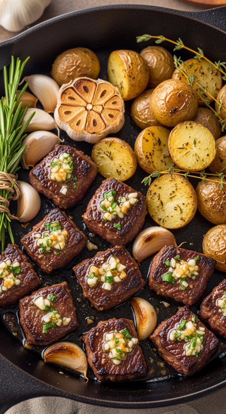 Garlic Butter Steak Bites and Potatoes Bliss