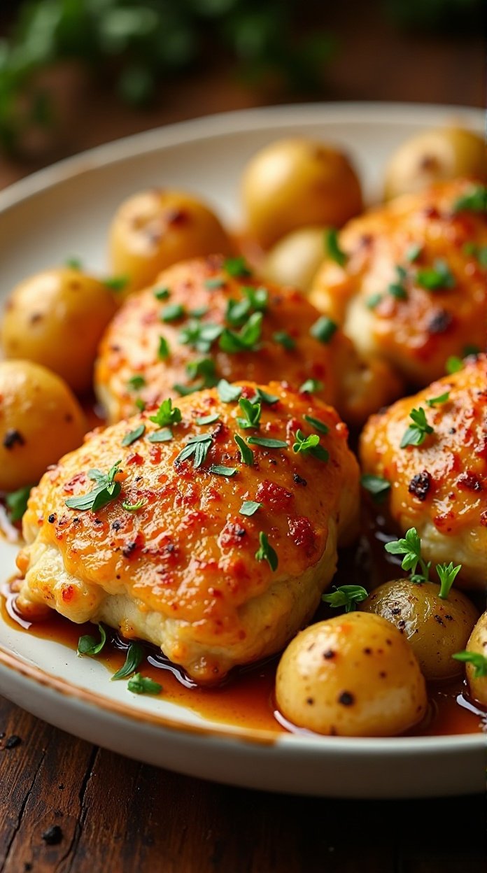 Garlic Parmesan Chicken Thighs and Potatoes