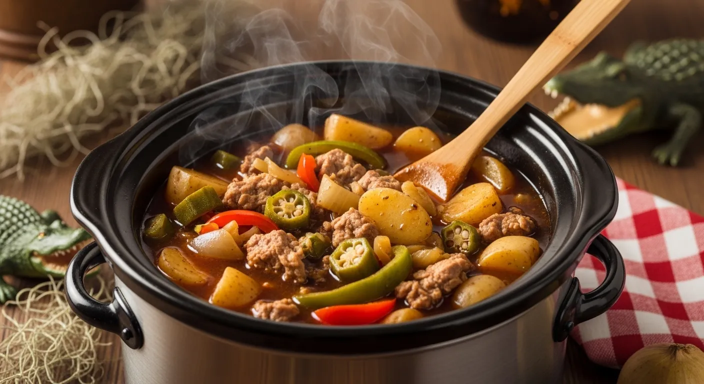 Crock Pot Swamp Potatoes with Sausage